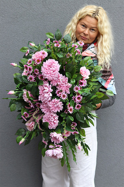 Astry Pink, komplet dekoracji nagrobnych, kompozycja+bukiet