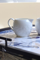 Różana, porcelanowy mlecznik i cukiernica