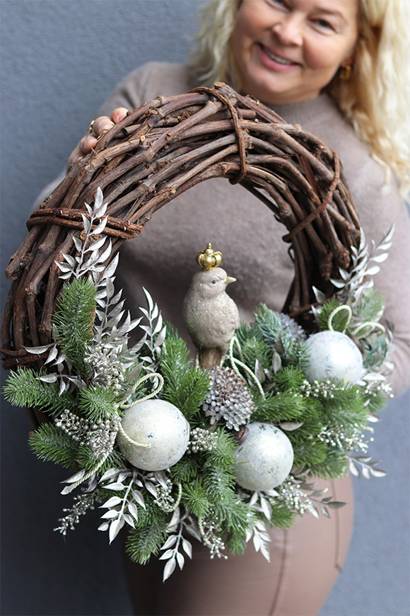 Gold Bird Deluxe, dekoracyjny wianek zimowy