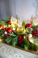 Ptaki w Parku, świąteczny stroik LED na tacce