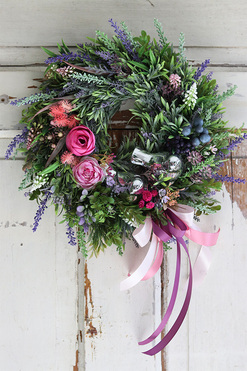 Bird Spring, wiosenny wianek z wrzosami, śr.32cm