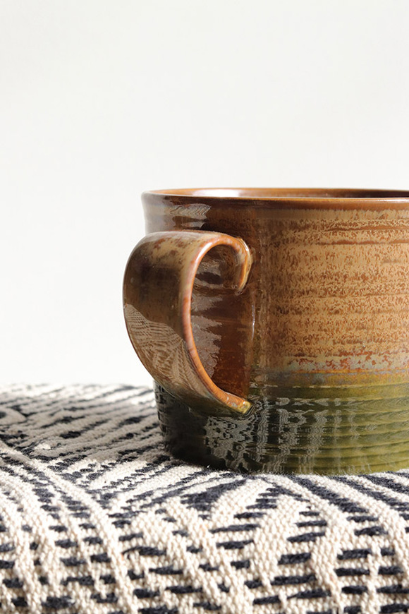 Ombres, kubek ceramiczny, zielono-brązowy