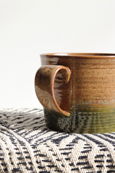 Ombres, kubek ceramiczny, zielono-brązowy