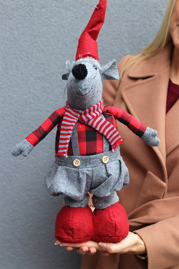 Mousey Xmas, laleczka zimowa stojąca myszka