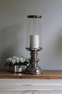 Glamour Versailles, szklany świecznik na ceramicznej nodze, wys.45cm