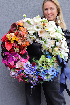 OD RĘKI Cororrte, tęczowy wianek kwiatowy, śr.65cm