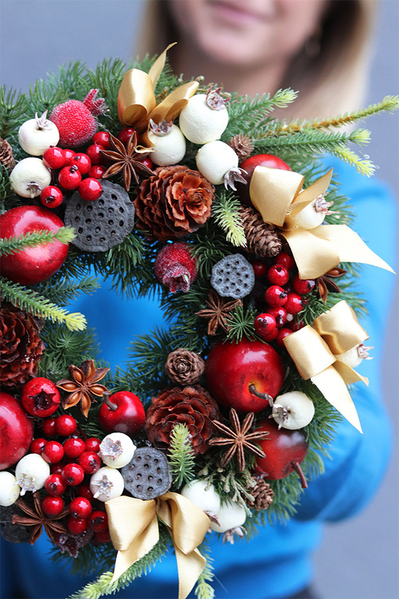 Czas na Święta, wianek bożonarodzeniowy, śr.28cm