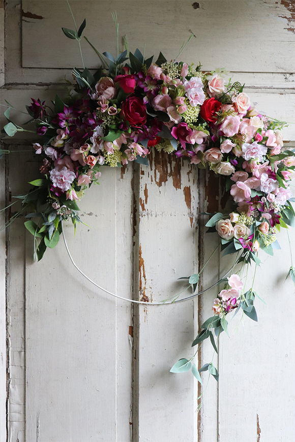 Helise Subtelle, barwny wianek na drzwi na obręczy, śr.65cm 