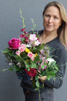 Folk B, barwny bukiet kwiatowy do ręki, dł.40cm