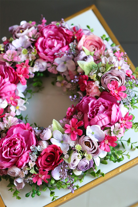 Rosalista, różowy wianek dekoracyjny