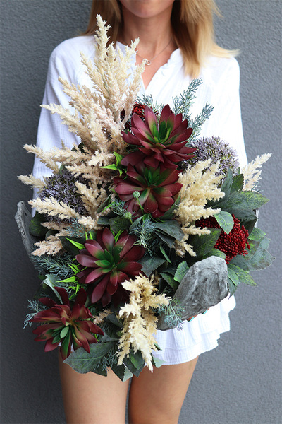 Suculentas Bordo Volcan, komplet dekoracji nagrobnych