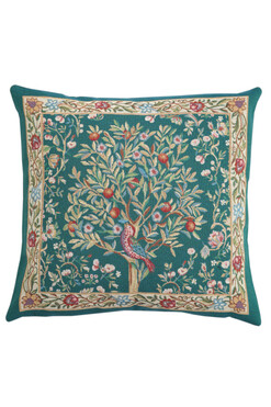 Rajskie Drzewo, poszewka gobelinowa dwustronna, turkus, 45x45cmm