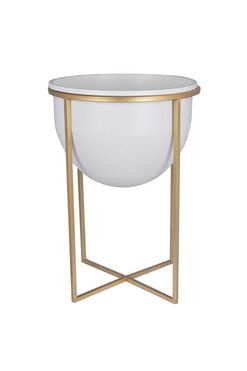 Orbit White, metalowa osłonka w stojaku kwietnik, kpl.2szt