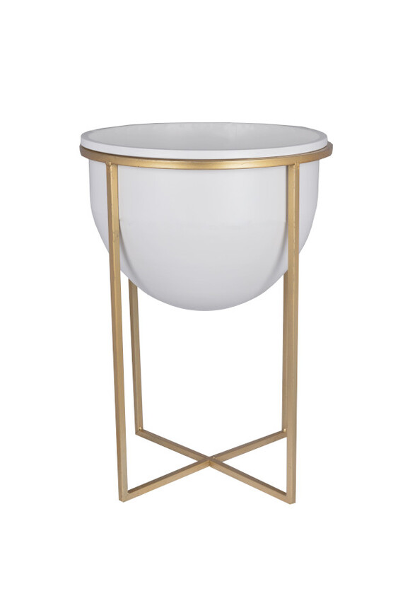 Orbit White, metalowa osłonka w stojaku kwietnik