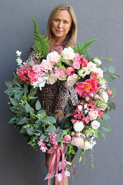 Pink Hefrana, zestaw dekoracji nagrobnych, wieniec + bukiet