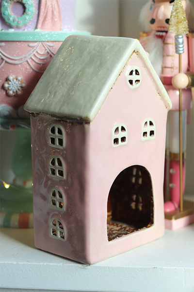 Pink Town domek ceramiczny lampion	