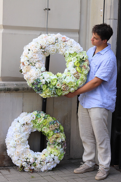 Caryca Katarzyna Green&White 2, bardzo duży wianek sufitowy