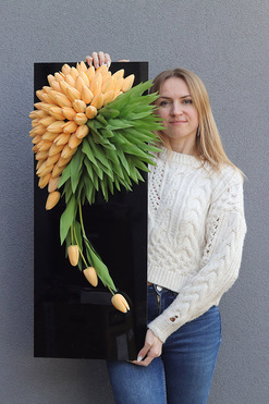 Tulippo New Design Morelle, dekoracja nagrobna na czarnej podstawie, wym.90x35cm 