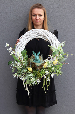 Wielkanoc z Zajączkiem, wielkanocny wianek na drzwi, rozp.55cm