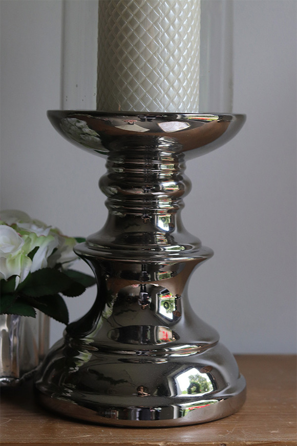 Glamour Versailles, szklany świecznik na ceramicznej nodze