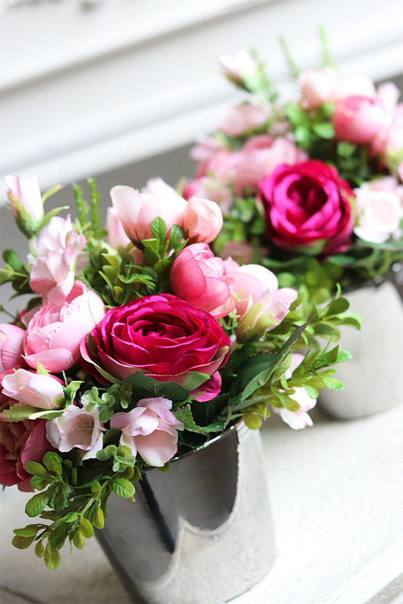 Carmen Deco Mini, kompozycja kwiatowa w srebrnej doniczce, wym.19x19cm 