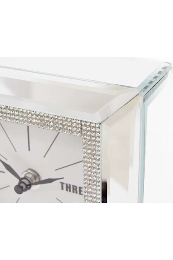 Crystals A, srebrny zegar gabinetowy, wym.15x15x5cm