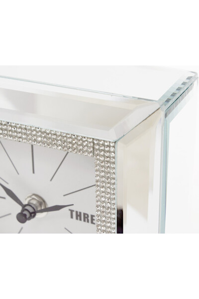 Crystals A, srebrny zegar gabinetowy, wym.15x15x5cm