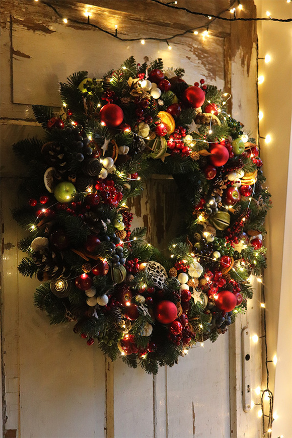 Świąteczny Kolor Big 2, bogaty wianek świąteczny LED