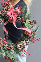 Redite, wianek zimowy z kokardą, śr.43cm 