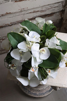 Dekoriano Wood, kompozycja z orchideą w drewnianej misie, wym.25x34cm