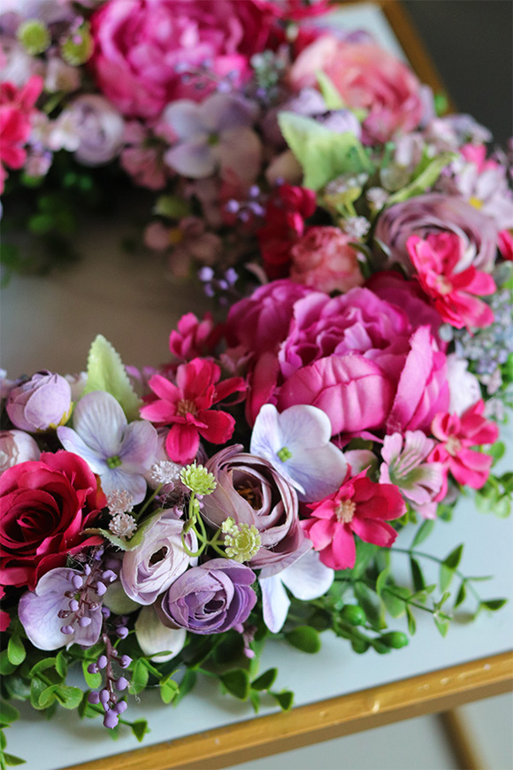 Rosalista, różowy wianek dekoracyjny