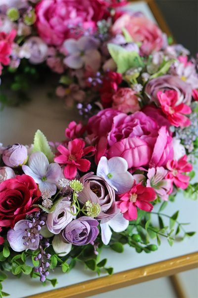 Rosalista, różowy wianek dekoracyjny