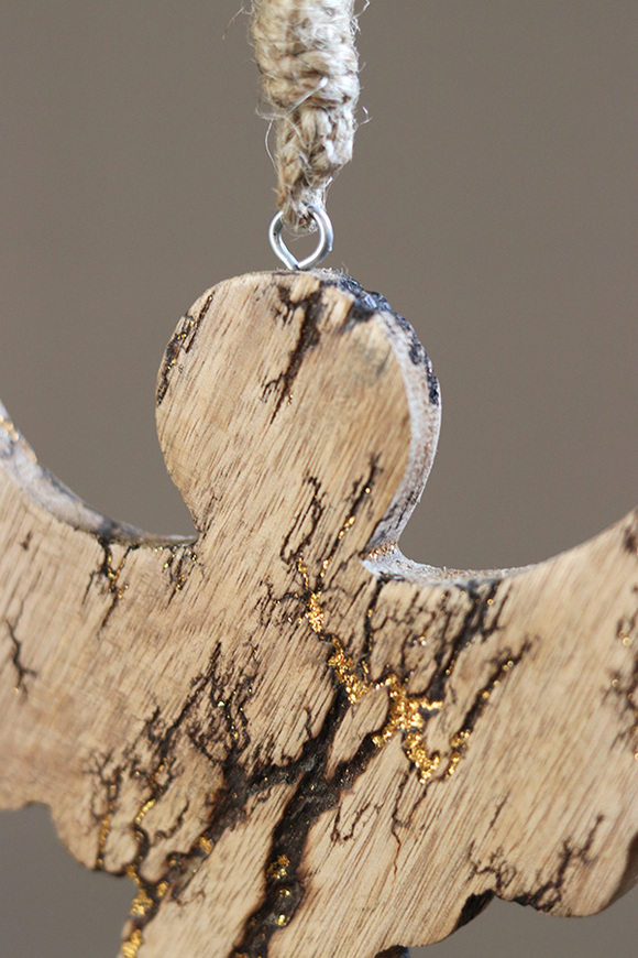 Woodland, drewniana zawieszka świąteczna, anioł