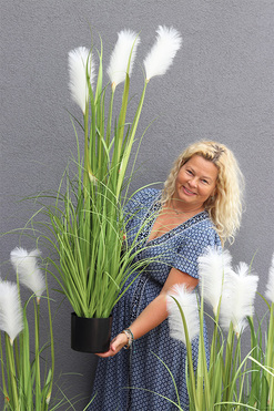 sztuczna trawa Pióropusze, biel, wys.122cm