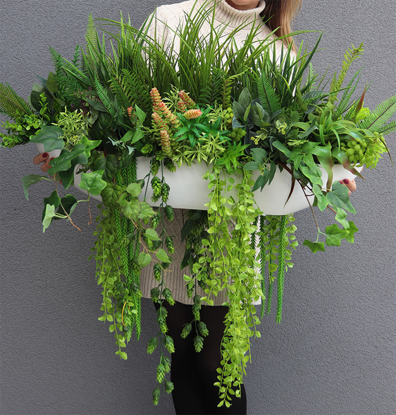 Big Laos Suculentano, kompozycja sukulenty w długiej donicy, wys.40x70cm