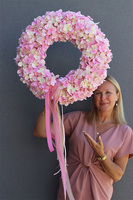 Light Pink, duży wianek na drzwi z hortensji