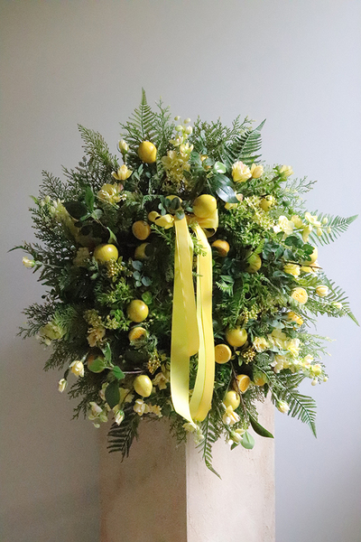 Lemoniada, wianek na drzwi z cytrynami