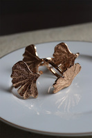 Ginko, obrączki na serwetki, miłorząb, złote