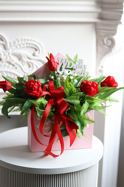 Koperto Birthday, koperta kompozycja flowerbox, wym.29.5x30cm  