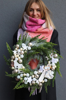 Sporty Zimowe, zimowy wianek w sportowym klimacie, śr.35cm