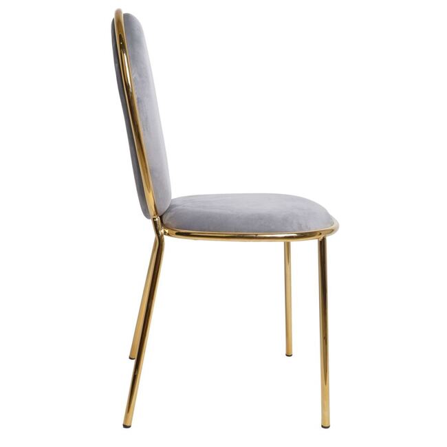 Prenolia, krzesło z welurowym obiciem, szare, wym.44x51x92cm