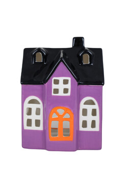 Halloween, dekoracyjny domek ceramiczny lampion D, wym.17x13x11cm