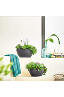 Cubeto Stone, doniczka z nawadnianiem, grafit, wym.13x30cm