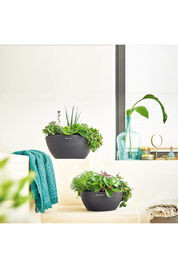 Cubeto Stone, doniczka z nawadnianiem, grafit, wym.13x30cm