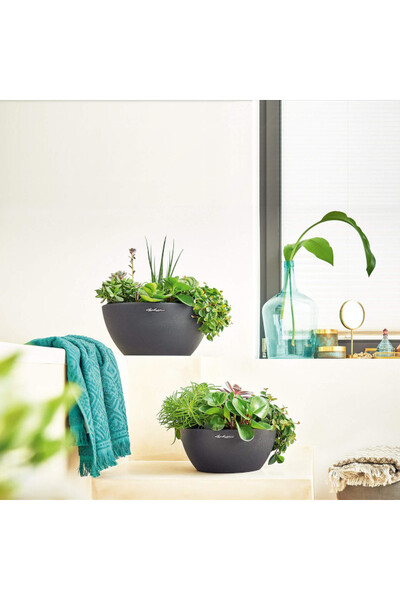 Cubeto Stone, doniczka z nawadnianiem, grafit, wym.13x30cm