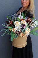 Bedura, brązowy flowerbox z sztucznym suszem, wys.41cm 