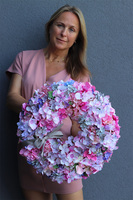 Romantyczne Hortensje Lila, gęsty wianek na drzwi