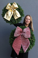 bożonarodzeniowy wieniec na drzwi, Papillon Złota Kokarda, śr.45cm, limitowana edycja 