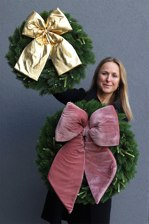 bożonarodzeniowy wieniec na drzwi, Papillon Złota Kokarda, śr.45cm, limitowana edycja 