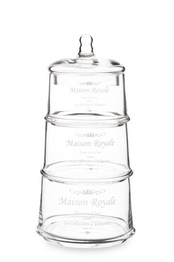 Maison Royale A, bomboniera szklana, komplet 3 pojemników, wys.29cm